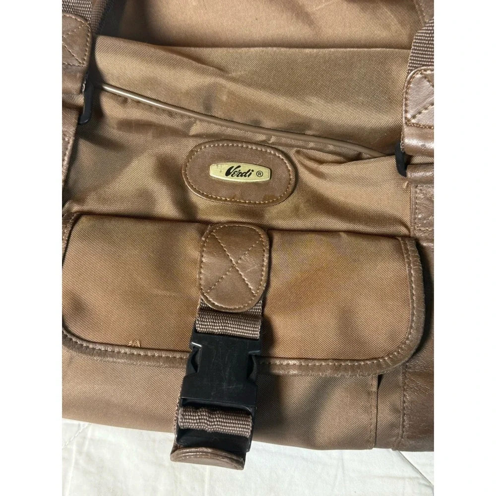 Verdi Brown Nylon Duffel Carry On Travel Bag w/ Shoulder Strap &‎ Duffle Bag (2)